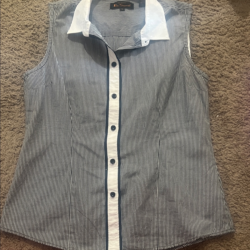 Ben Sherman Black And White Striped Button Down Shirt